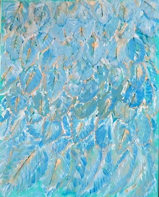 Blue Macaw feathers painting on canvas