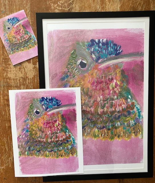Colorful hummingbird artwork